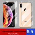iPhone 11 Pro Max tempered glass screen protector with rear film and front film options.