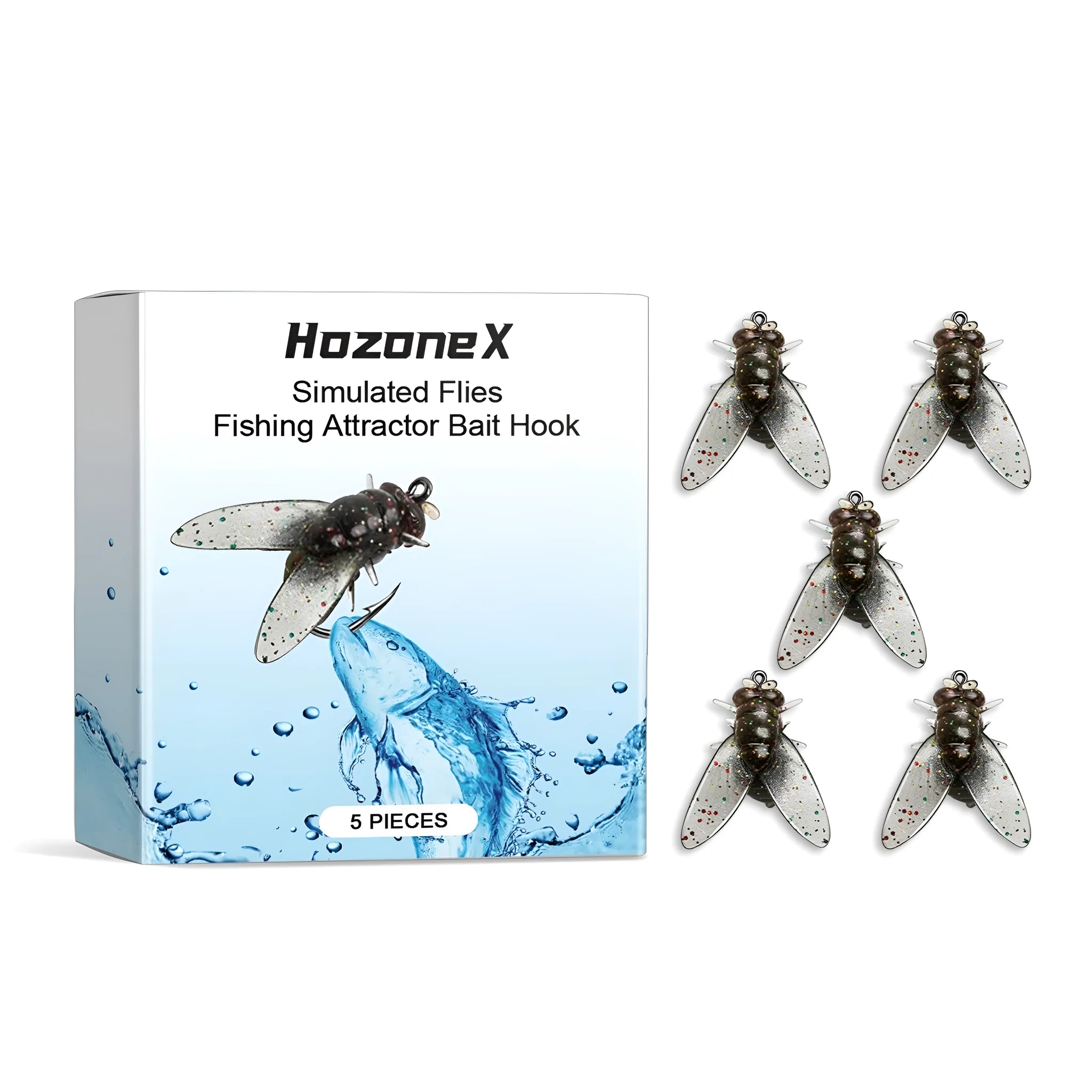Five small TPR and silicone soft bait fishing lures with biomimetic insect design.