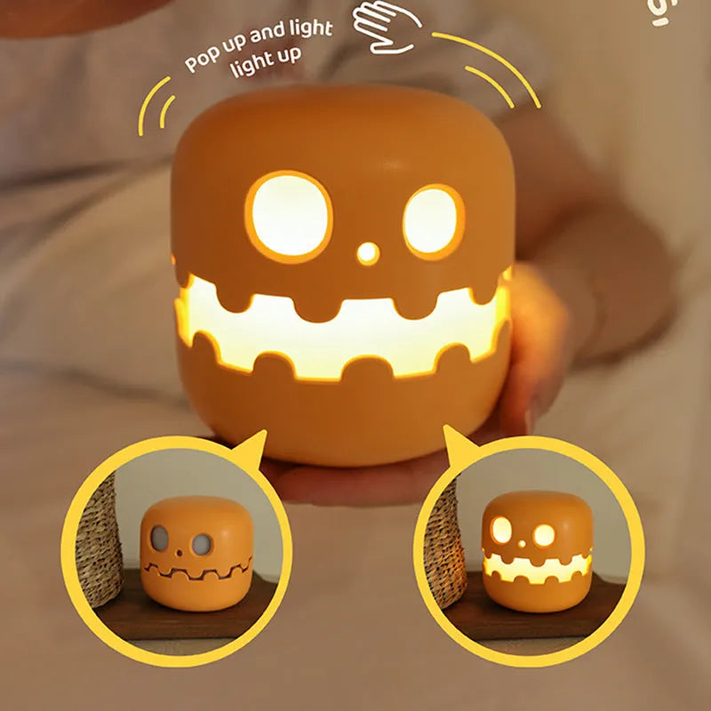 Silicone Halloween pumpkin lamp with soft LED glow