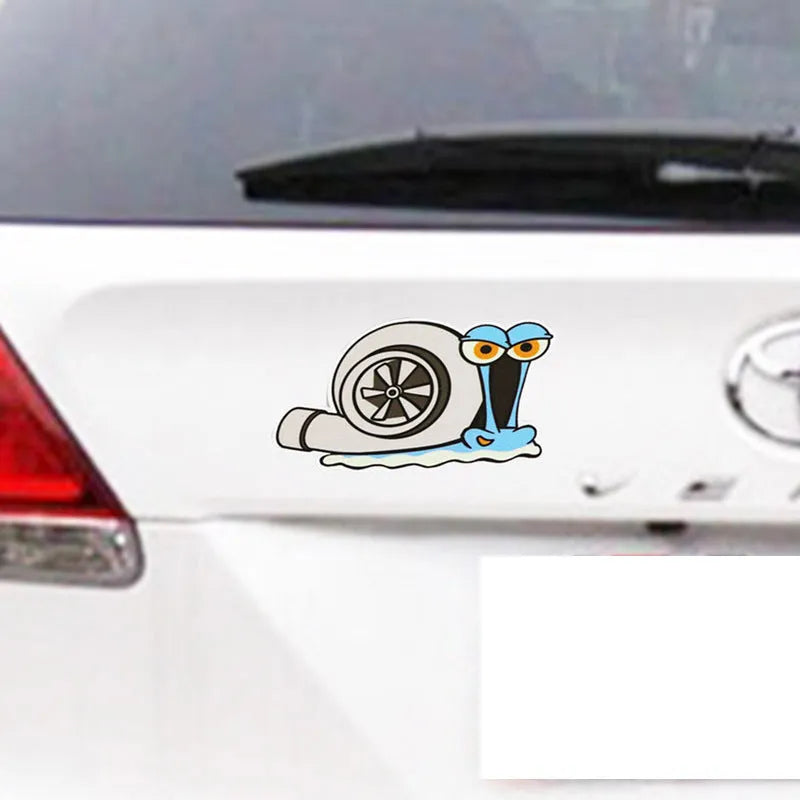 Reflective colourful cartoon snail car sticker for vehicle bumper decoration measuring 12x8 cm