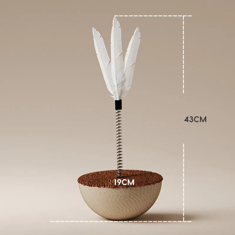 Interactive cat feeder toy with rope, PP plastic and metal components for slow feeding