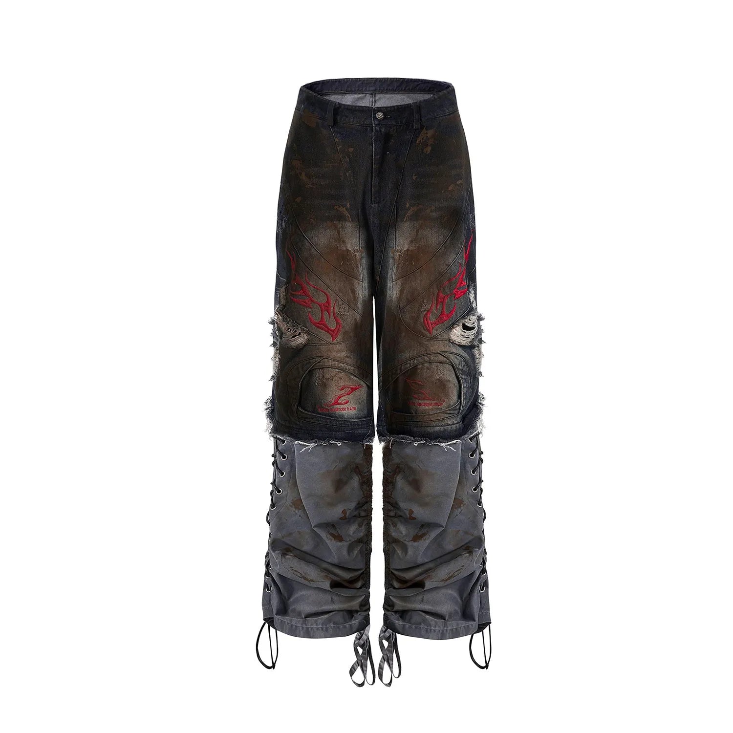 Men's loose fit retro jeans with detachable trouser legs in denim.
