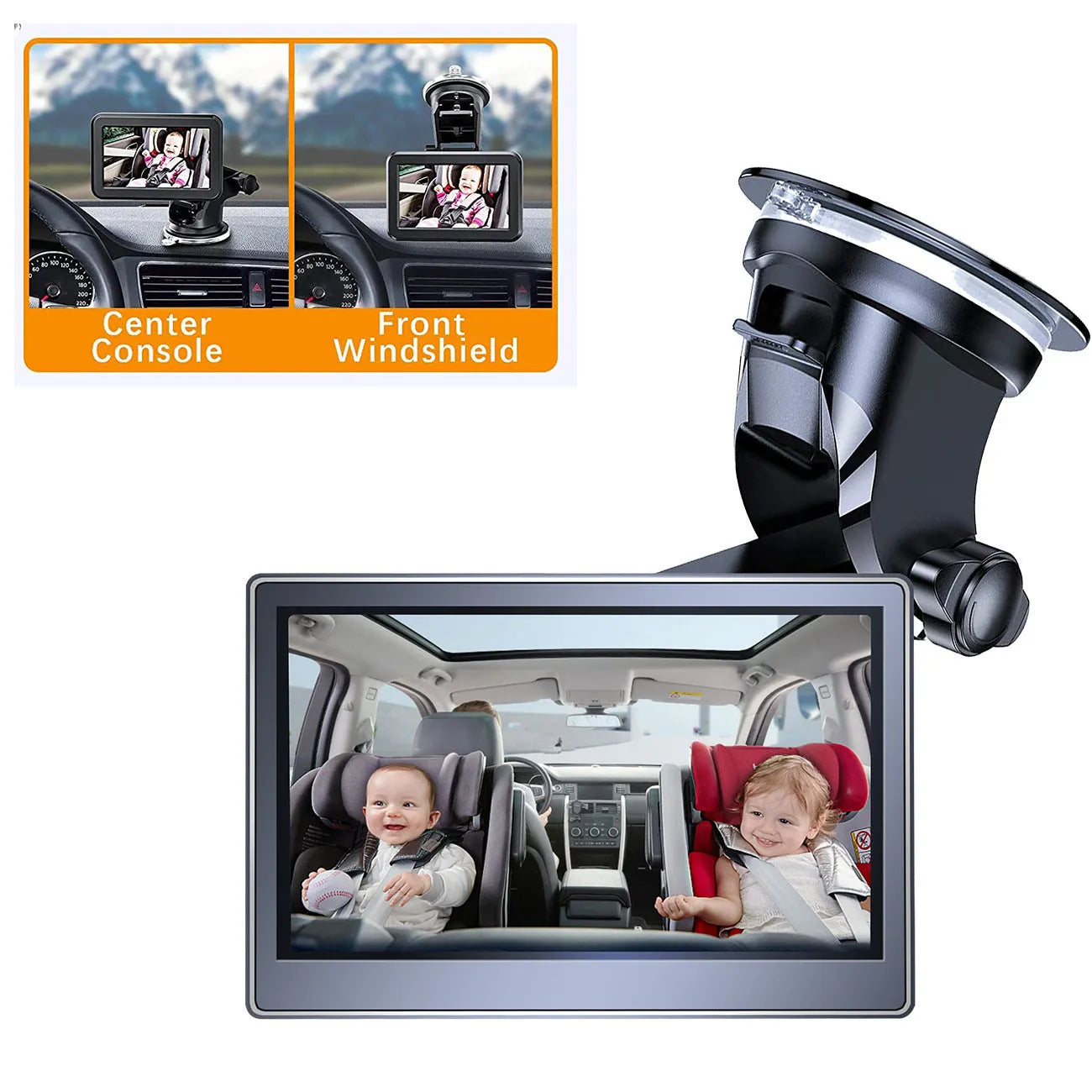 Car infant baby infrared night vision rearview mirror system with 5-inch monitor and wide-angle camera