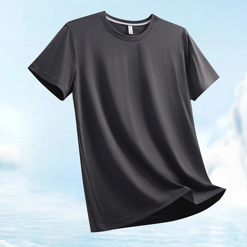 Men's ice water cube brocade design nylon t-shirt in loose fit for summer sports wear