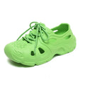 Unisex EVA sandals with thick sole in fluorescent green, orange red, and rose red colours