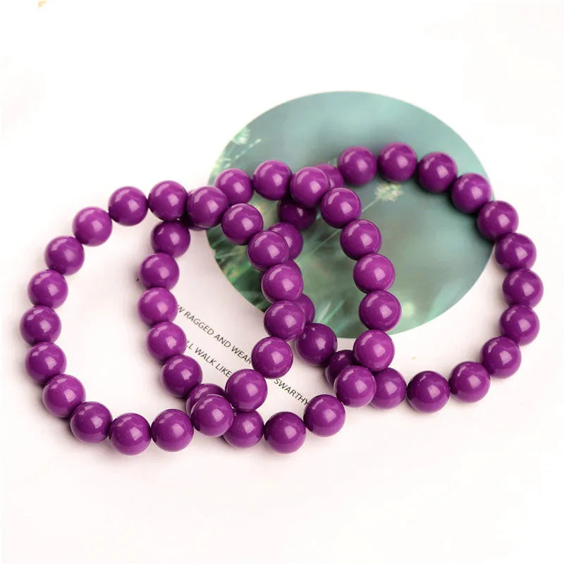Jiuya polished crystal bracelet in purple mica with single ring design showing 5A grade colour