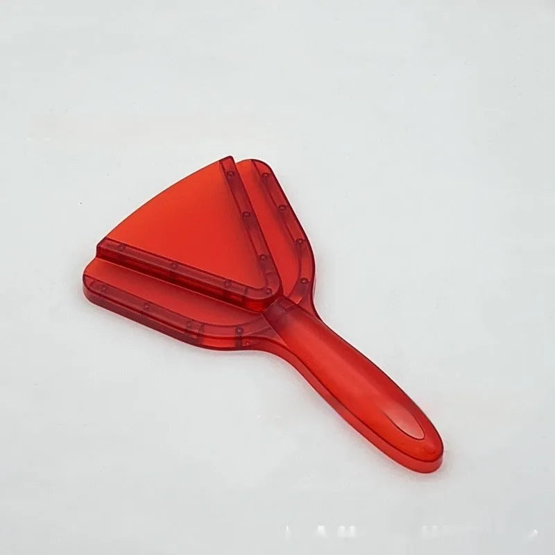 Adjustable telescopic can opener and bottle opener tool in red plastic with non-slip handle.