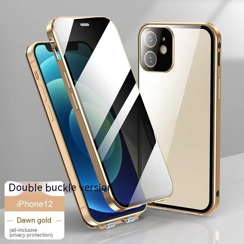 Ultra-thin tempered glass phone case for Apple 12 with privacy screen in black
