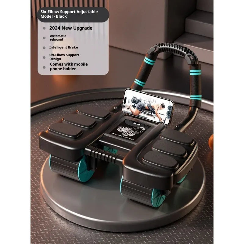 Abdominal wheel automatic rebound home fitness equipment in black