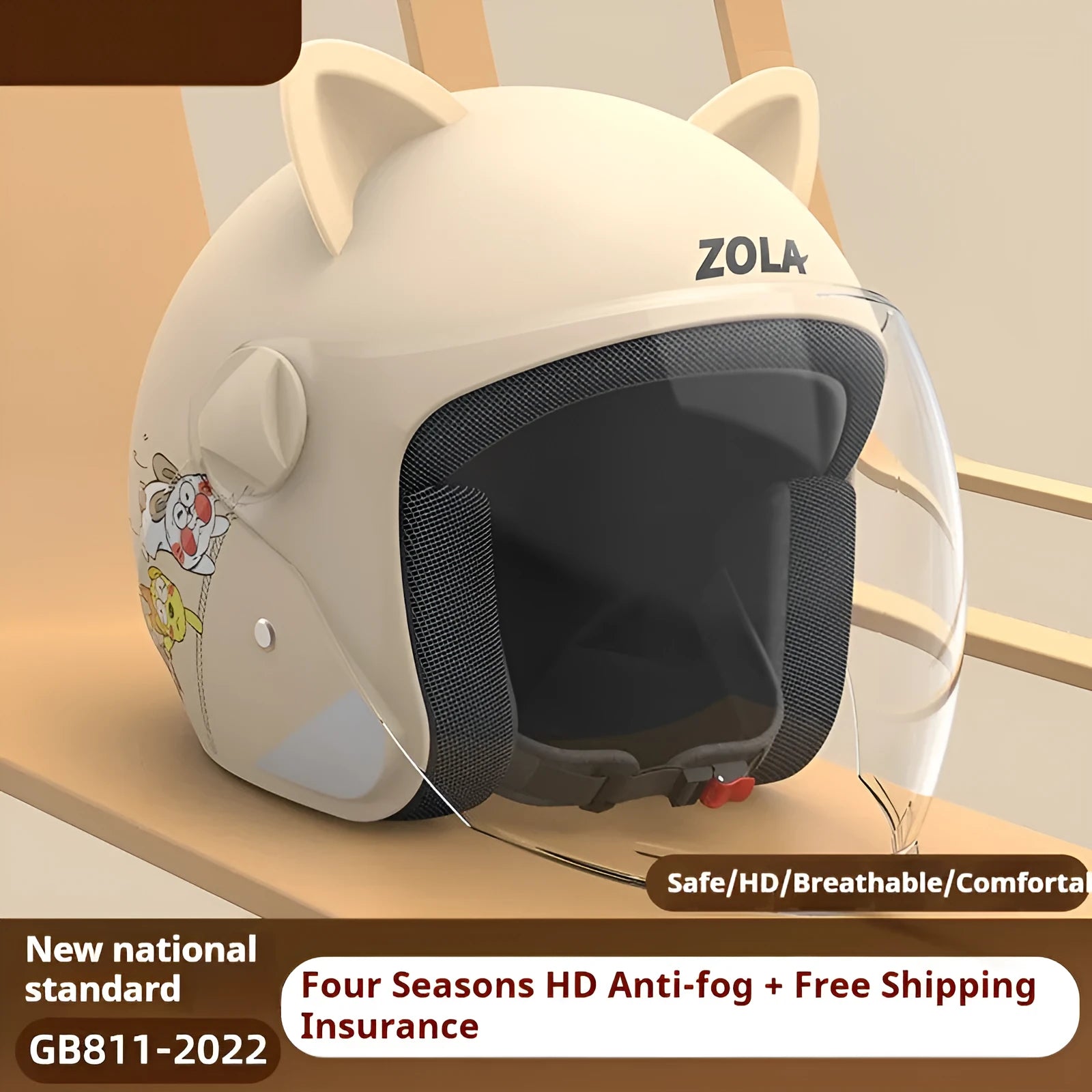 Winter cycling helmet with attached blue neck scarf and clear anti-fog visor on handlebars.