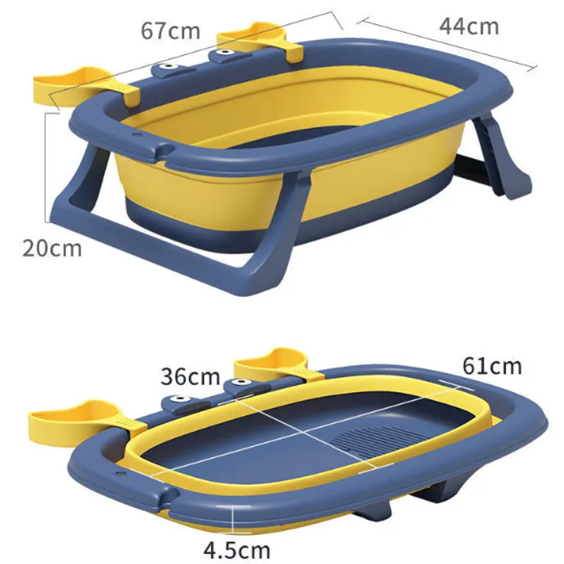 Foldable blue portable pet bath tub for small dogs and cats on a white background.