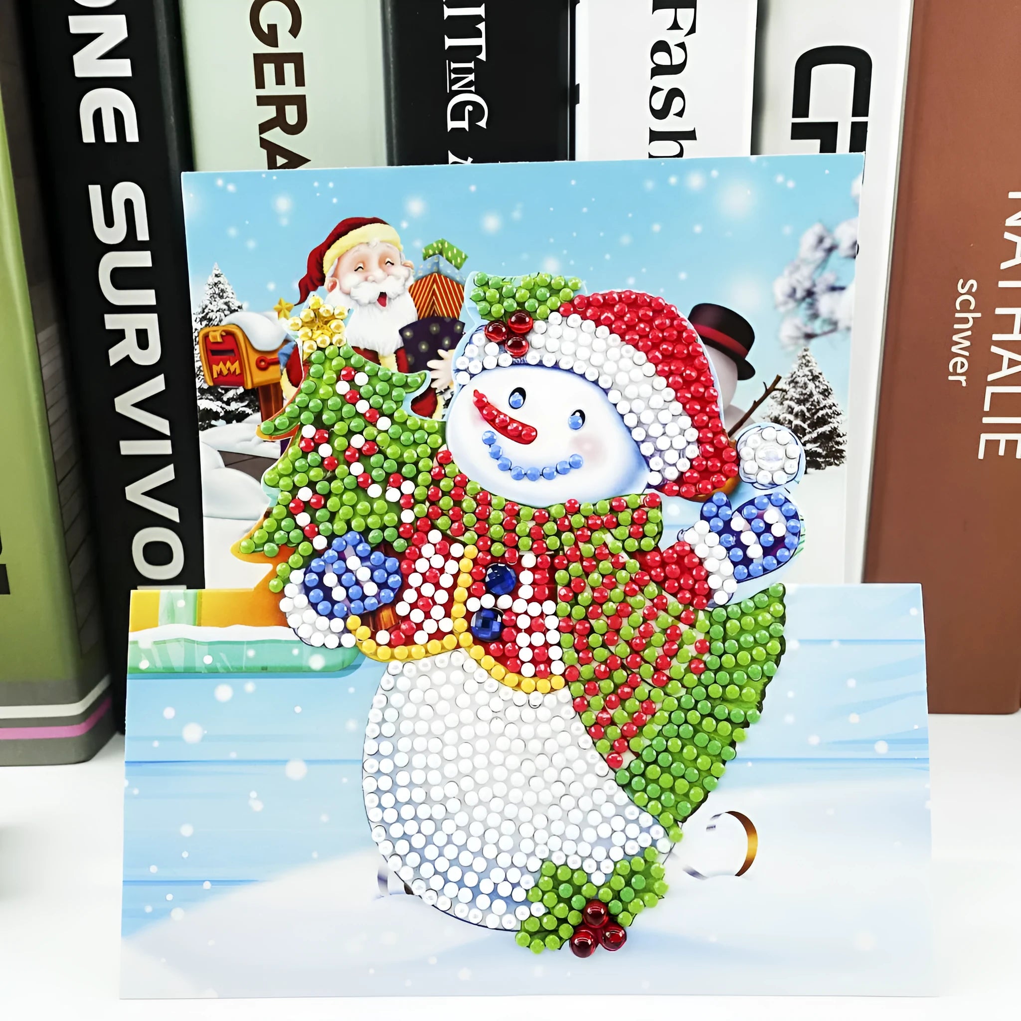Christmas DIY diamond painting greeting cards set with 5D resin diamonds in 15x15cm folded size on cardboard base