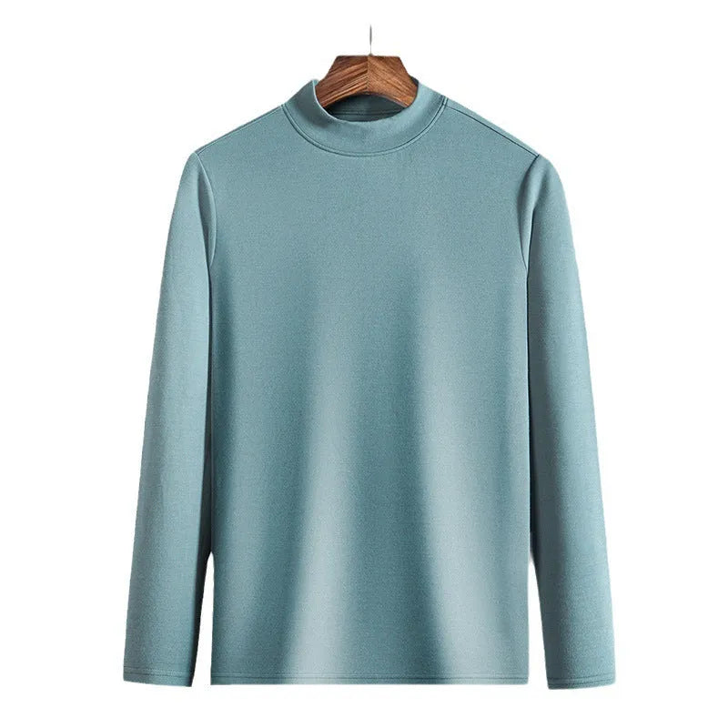 Men's half-high collar long sleeve modal undershirt in solid colour, available in black, white and other shades