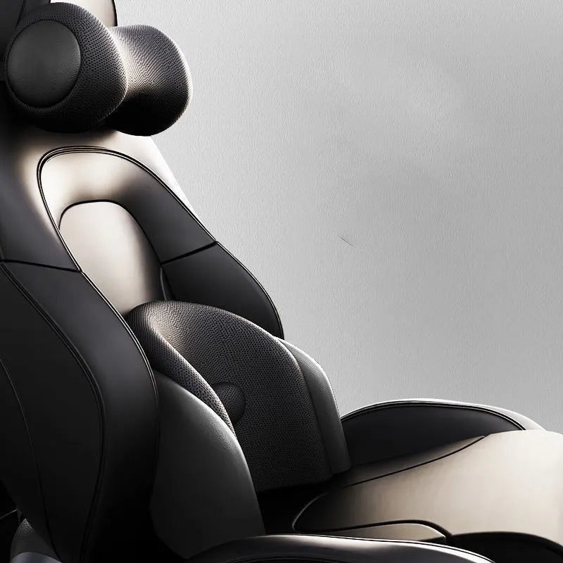 Memory foam car seat massage cushion showing headrest and lumbar support configurations