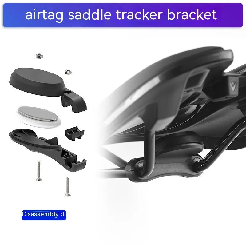 Black ABS plastic bicycle tracking locator bracket with anti-theft bolts for seat bow mounting