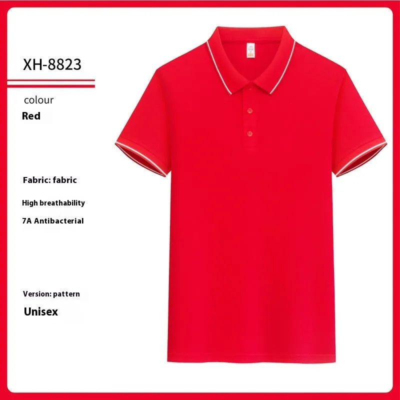 Antibacterial ice-sensitive lapel polo shirt in slim fit with short sleeves available in multiple colours