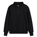 Heavyweight cotton zip-front sports sweater with stand collar in straight-cut pullover style