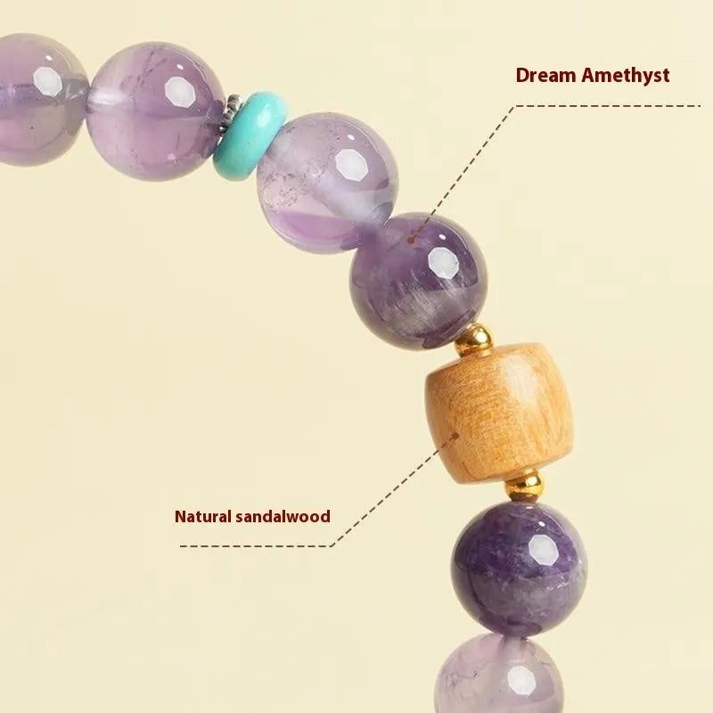 Purple amethyst crystal bracelet with round beads in natural style
