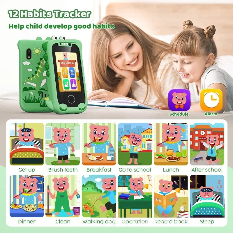 Blue and green silicone case kids educational camera with touch screen for photography and games