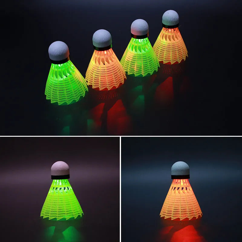 Luminous badminton shuttlecocks with glow effects for table tennis visibility practice