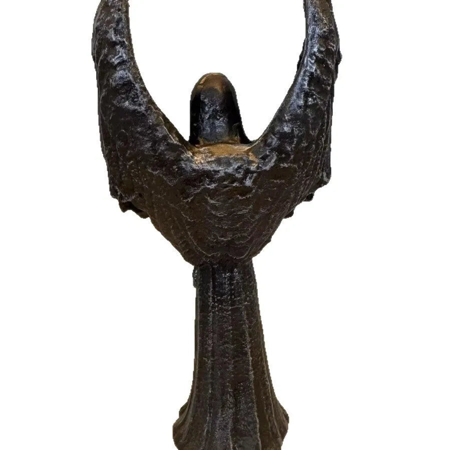 Dark Angel resin statue ornament with gothic design, 17cm tall on display shelf.