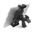 Black ABS plastic bicycle handlebar mount for a mobile phone or tablet.