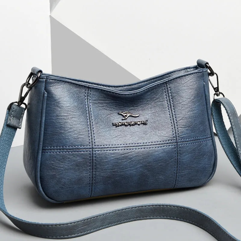 Cross stitching sheepskin small square bag for women in soft leather, available in multiple colours