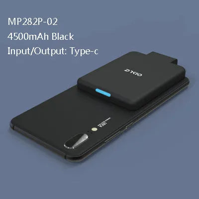 Slim 4500mAh back clip battery for iPhone Android Type-C phones in black, white, blue, pink, red