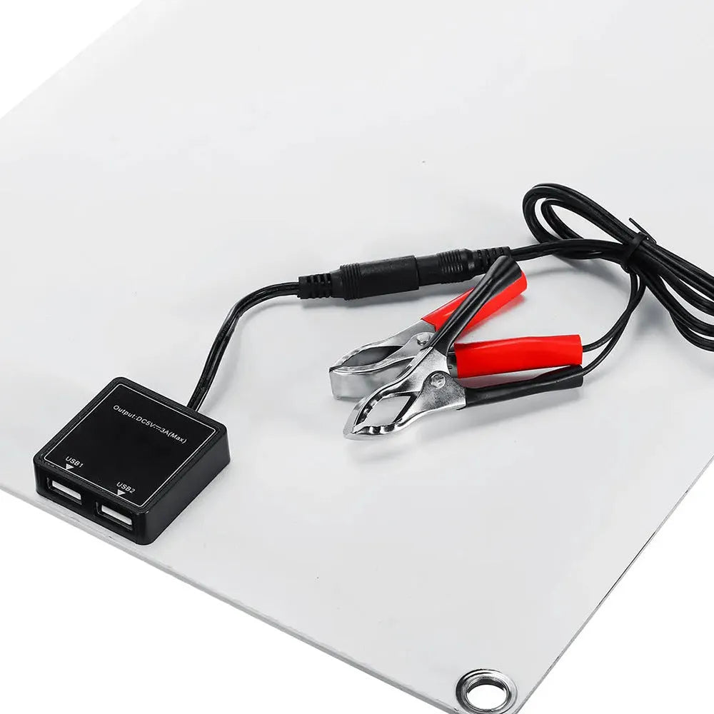30W semi-flexible solar panel for outdoor USB charging and automotive battery power