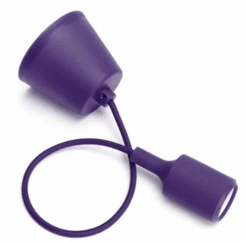 Silicone pendant lamp holder adaptor with 50cm cable for E26/E27 bulbs in multiple colours