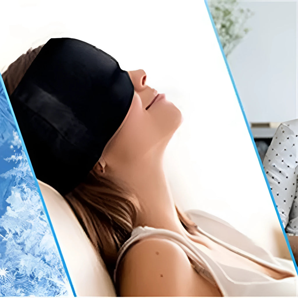 Black elastic cloth gel eye mask for headache relief cold compress