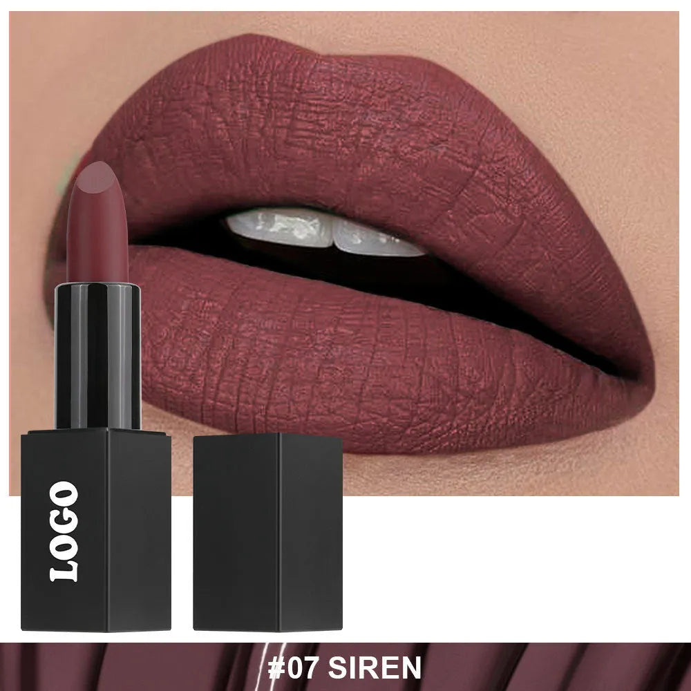 Beauty Does Not Fade matte finish lipstick in one of 24 colours with waterproof anti-discoloration formula.