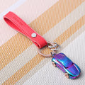 Korean cute heart-shaped metal keychain pendant in various colours with keychain and leather cord attachment options