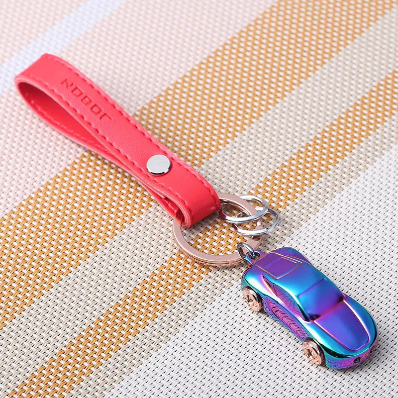 Korean cute heart-shaped metal keychain pendant in various colours with keychain and leather cord attachment options