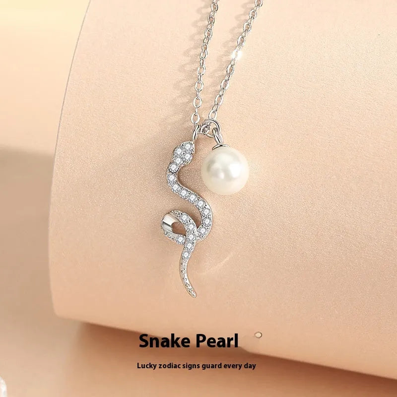 Rose gold Chinese animal necklace with 925 silver pendant on O-ring chain