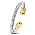 Titanium steel bracelet with 7mm cable opening in gold electroplated finish