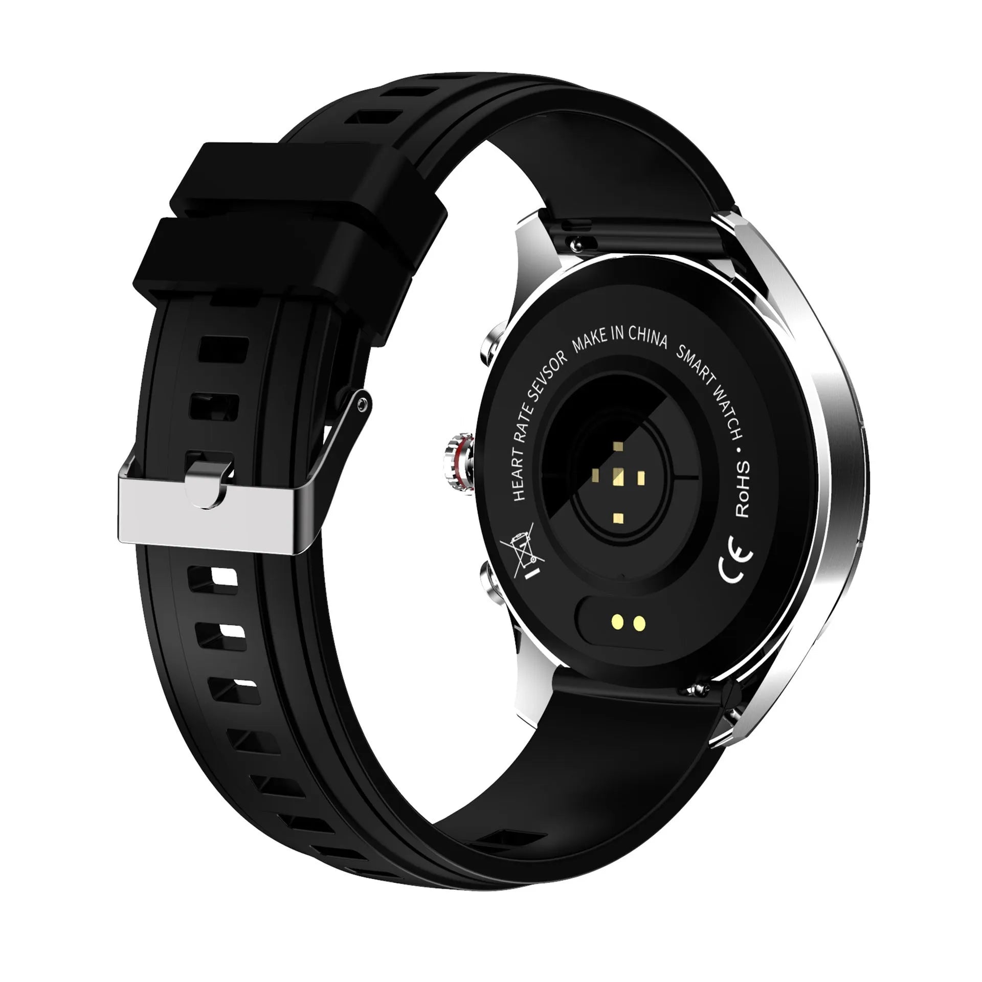 Men's smart bracelet watch with zinc alloy case and silicone wristband in black, blue, or grey colours