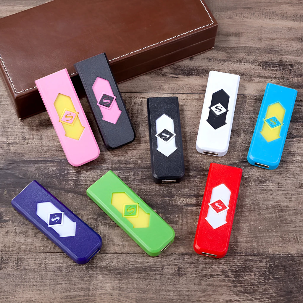 Black plastic windproof electronic cigarette lighter for outdoor lighting use