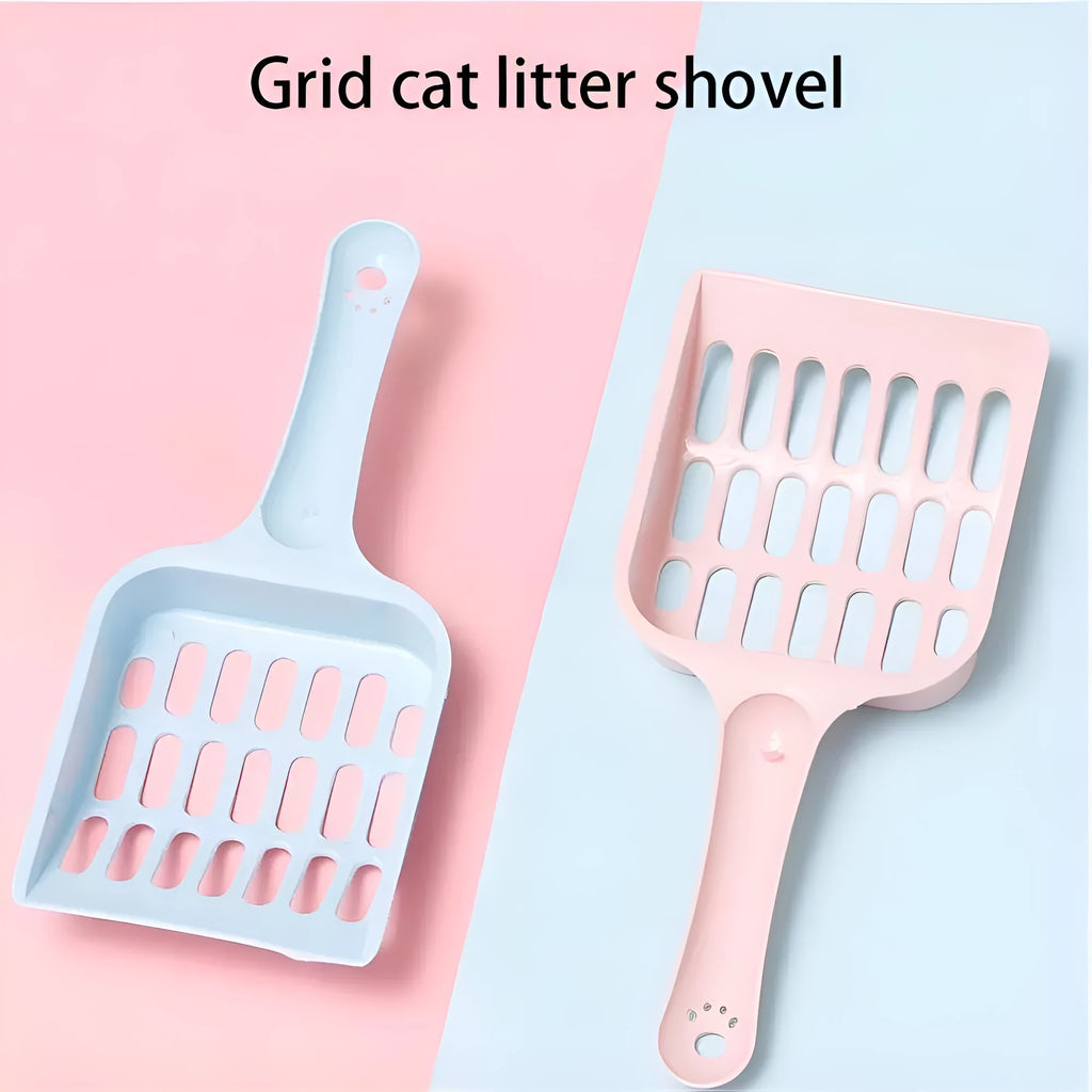 Plastic cat litter scoop in blue, green or pink colours measuring 20cm length
