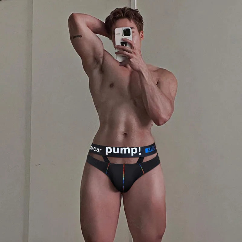 Men's solid-colour modal briefs on a white background, showing low-waist design in black and white.