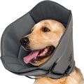 Adjustable polyester recovery collar for pets, shown in single layer style with size options L, M, XL for post-operative protection.