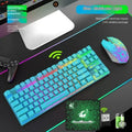 T3 wireless keyboard and mouse set with backlit keys and ergonomic mouse on a desk.