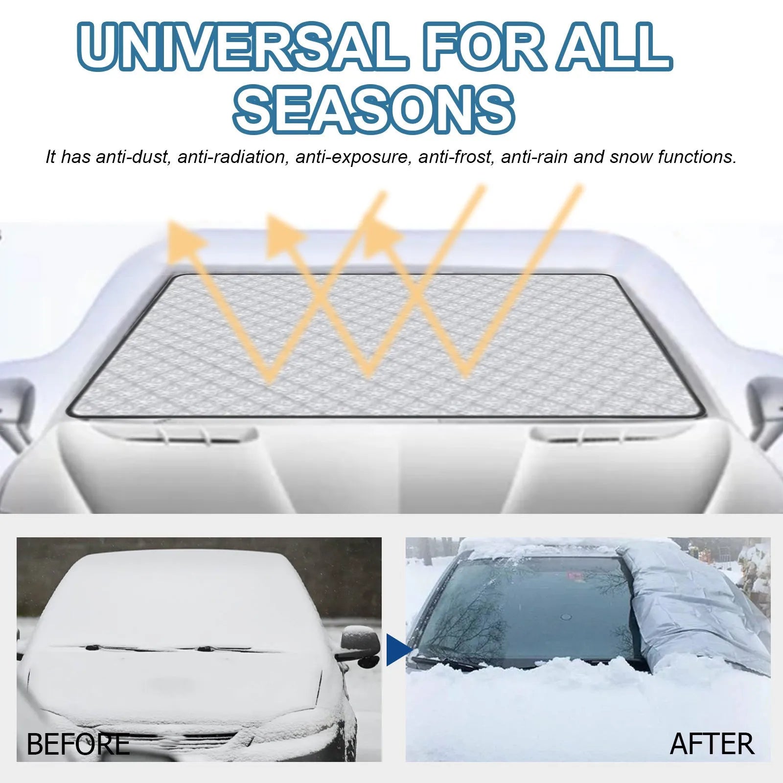 Aluminium film car windshield frost cover measuring 140cm by 95cm