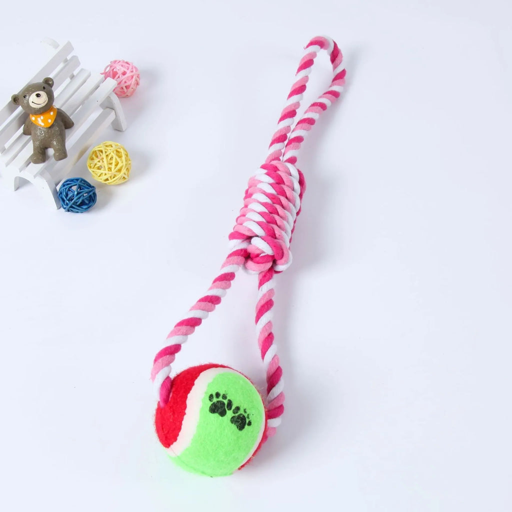 38cm long cotton rope dog tug toy in red white and blue white colour options