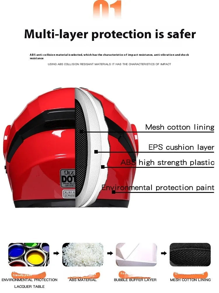 Battery grey full face motorcycle helmet with ABS construction shown in S/M/L/XL size options