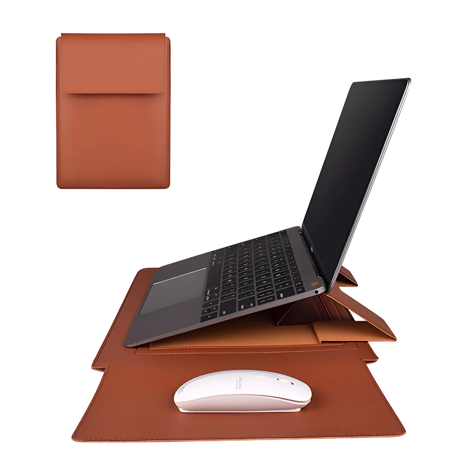 Laptop protective holster bracket inner bag in leather texture PU, available for 13.3 to 15.4 inch laptops in yellow army green black