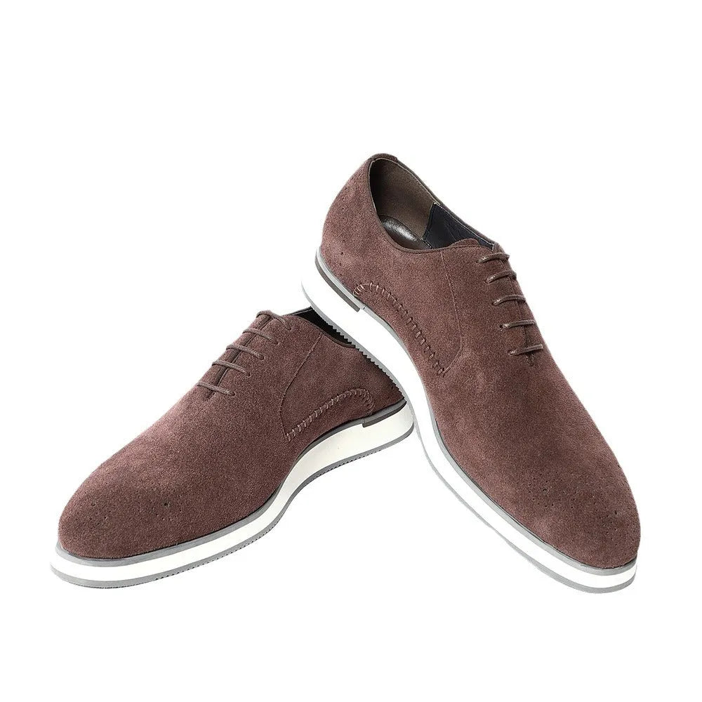 Mens black cowhide leather formal round toe low top shoes with rubber sole