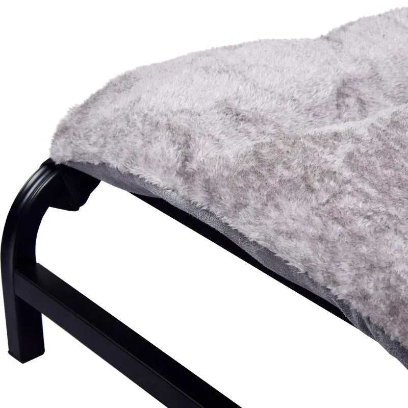 Folding steel frame dog camp bed with mesh sides and included mattress in four available sizes