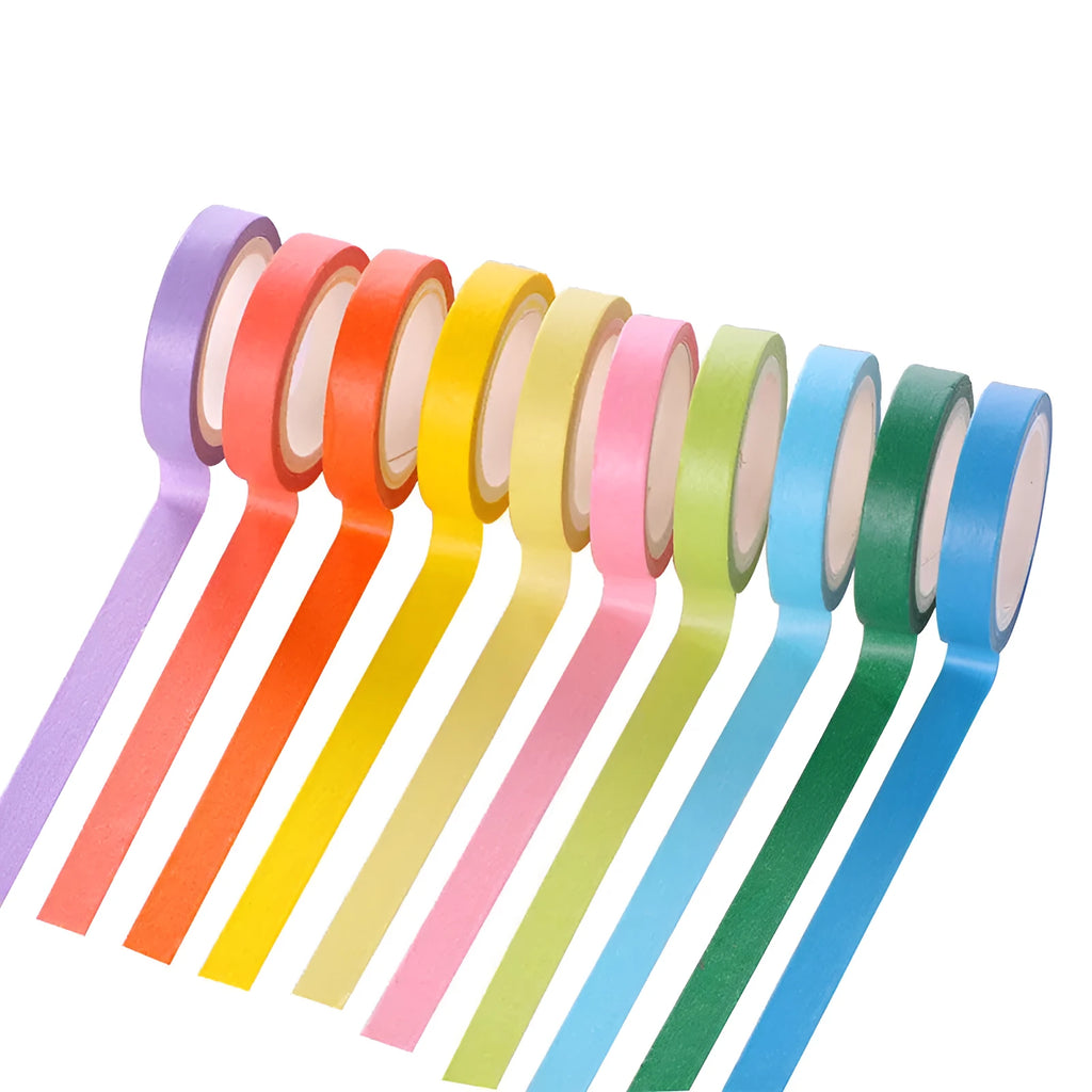 Solid colour candy tape set 10-colour rainbow washi tape rolls 7.5mm width 5m length