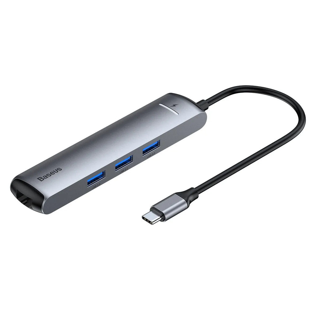 Dark grey Mechanical Eye Type-C docking station compatible with MacBook and iPhone, 5GBps transfer rate